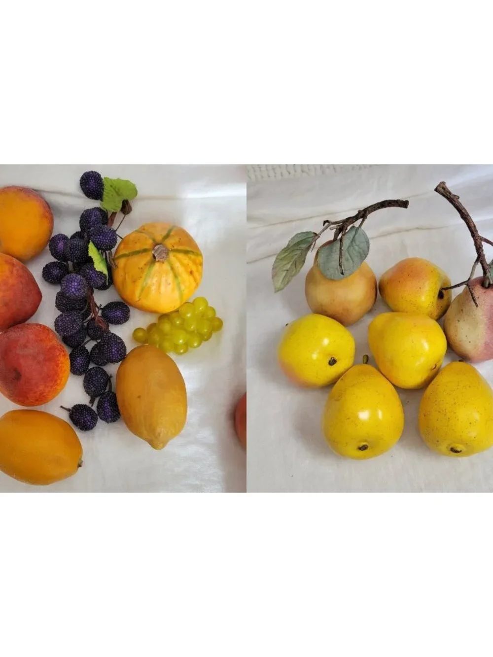 Faux Fruit LOT of 15 realistic pears lemons grapes berries squash peaches stage